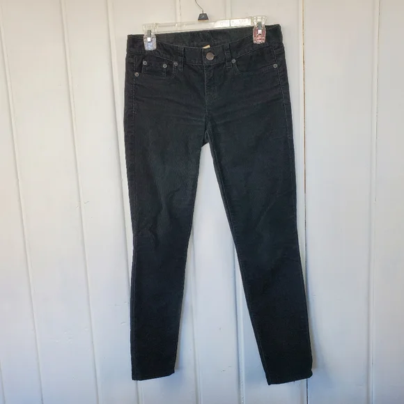 J.Crew Y2K Black Low Rise Toothpick Skinny Corduroy Ankle Womens 25 Style 18266 - Picture 2 of 8